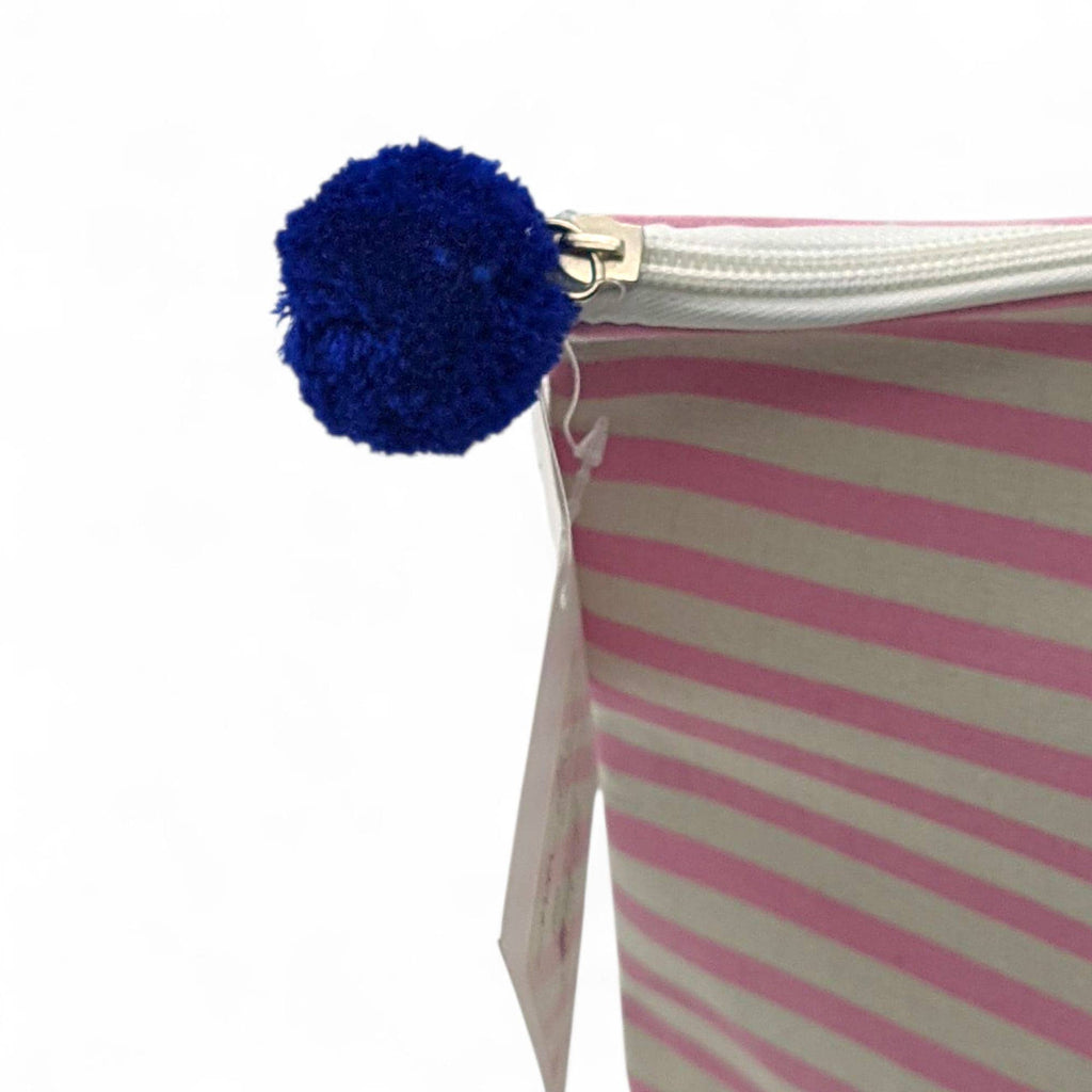 Boujee Striped Canvas Makeup Pouch, Pink Cosmetic Bag
