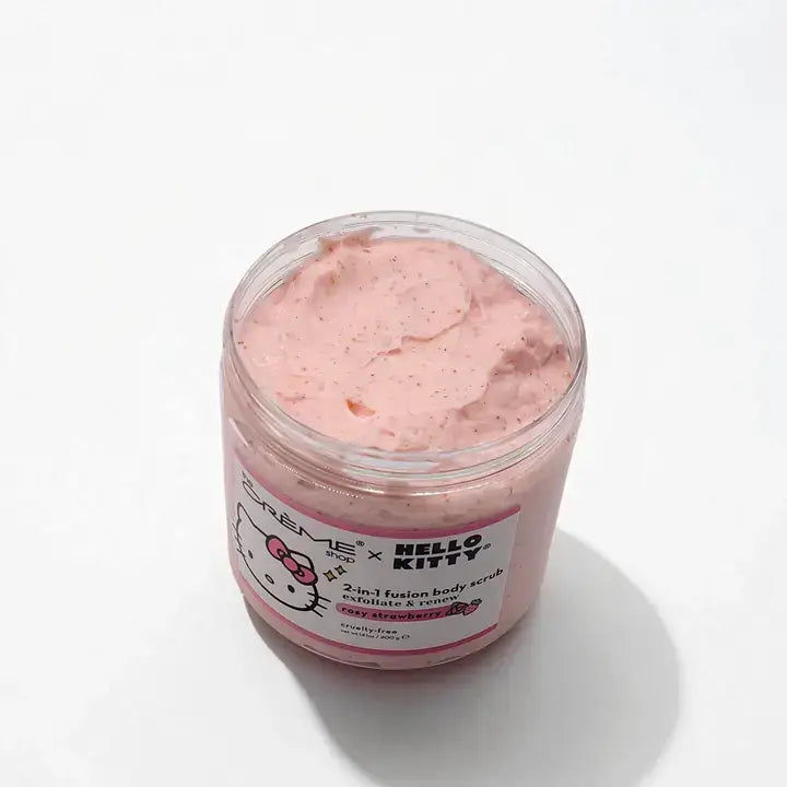 HELLO KITTY Rosy Strawberry Bath Bomb + Sugar Scrub Duo Set