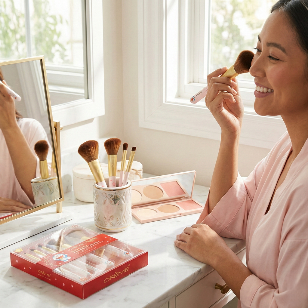 Doraemon Fluffy Fortune 5pc Vegan Makeup Brush Set