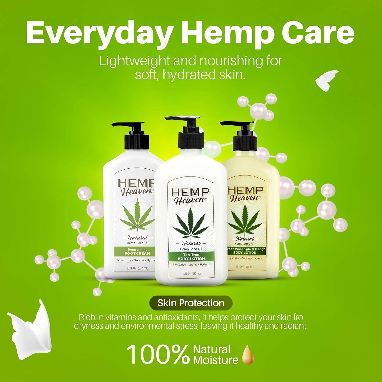 18oz Hemp Seed Oil Body Lotion with Pump - Strawberry Hibiscus