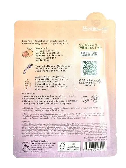 The Crème Shop Klean Beauty™ Vitamin C Face Sheet Mask