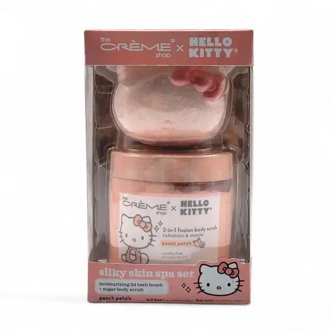 HELLO KITTY Peach Bath Bomb + Sugar Scrub Duo Set