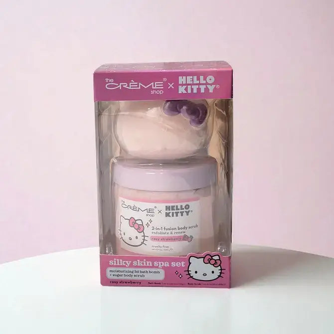 HELLO KITTY Rosy Strawberry Bath Bomb + Sugar Scrub Duo Set